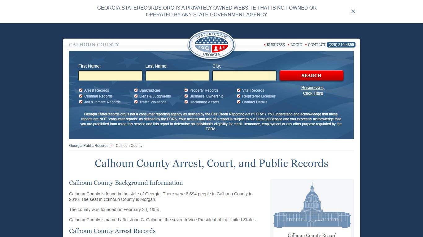 Calhoun County Arrest, Court, and Public Records